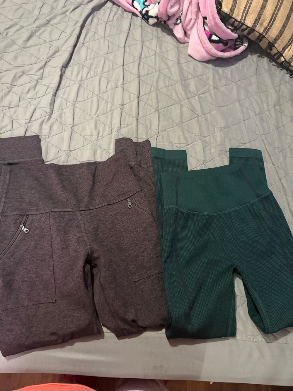aerie High-Waist Leggings Duo in Plum and Dark Green